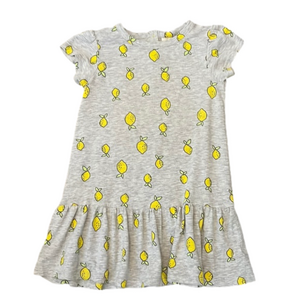 Tucker + Tate Lemon Baby Dress Like New Gray w. YELLOW lemons Ruffle Hem 24M